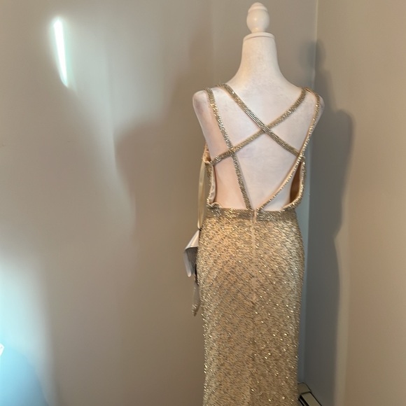 Mac Duggal 5374 Lattice Beadwork Strappy Back Dress 6 - Picture 8 of 9